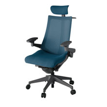 アクト2 KJ-477JVX-W2N3 メッシュバック プレーン 可動肘 ヘッドサポート ( クロス ) ハンガー ナイロンキャスター[ ベースカラー: W2 張地カラー: N3 / ライトインディゴ  ]