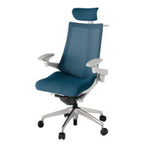 アクト2 KJ-477JVX-ZNN3 メッシュバック プレーン 可動肘 ヘッドサポート ( クロス ) ハンガー ナイロンキャスター[ ベースカラー: ZN 張地カラー: N3 / ライトインディゴ  ]