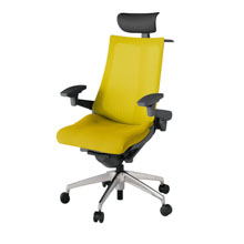 アクト2 KJ-477JVY-ZDU5 メッシュバック プレーン 可動肘 ヘッドサポート ( ビニール ) ハンガー ナイロンキャスター[ ベースカラー: ZD 張地カラー: U5 / ストロングイエロー  ]