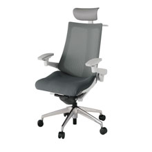 アクト2 KJ-477JVY-ZNC3 メッシュバック プレーン 可動肘 ヘッドサポート ( ビニール ) ハンガー ナイロンキャスター[ ベースカラー: ZN 張地カラー: C3 / ダークグレー  ]