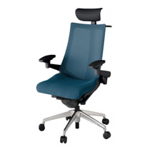 アクト2 KJ-477JVY-ZTN3 メッシュバック プレーン 可動肘 ヘッドサポート ( ビニール ) ハンガー ナイロンキャスター[ ベースカラー: ZT 張地カラー: N3 / ライトインディゴ  ]