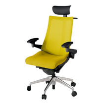 アクト2 KJ-477JVY-ZTU5 メッシュバック プレーン 可動肘 ヘッドサポート ( ビニール ) ハンガー ナイロンキャスター[ ベースカラー: ZT 張地カラー: U5 / ストロングイエロー  ]