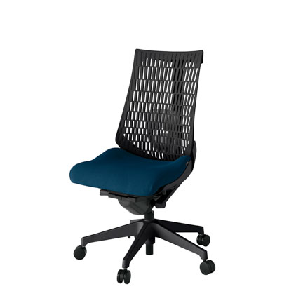 アクト2 KJ420PS-T1B2T1 エラストマバック プレーン ランバーサポート ナイロンキャスター[ ベースカラー: T1 張地カラー: B2 / ネイビーブルー  ]
