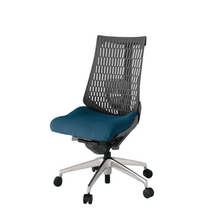 アクト2 KJ420PS-ZDN3W2 エラストマバック プレーン ランバーサポート ナイロンキャスター[ ベースカラー: ZD 張地カラー: N3 / ライトインディゴ  ]