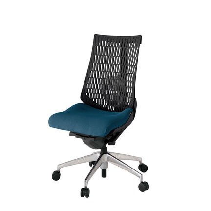 アクト2 KJ420PS-ZTN3T1 エラストマバック プレーン ランバーサポート ナイロンキャスター[ ベースカラー: ZT 張地カラー: N3 / ライトインディゴ  ]