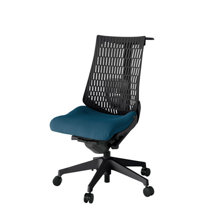 アクト2 KJ420PSHT1N3T1 エラストマバック プレーン ランバーサポート ハンガーナイロンキャスター[ ベースカラー: T1 張地カラー: N3 / ライトインディゴ  ]