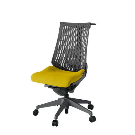 アクト2 KJ420PSHW2U5W2 エラストマバック プレーン ランバーサポート ハンガーナイロンキャスター[ ベースカラー: W2 張地カラー: U5 / ストロングイエロー  ]