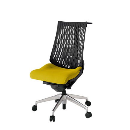 アクト2 KJ420PSHZTU5T1 エラストマバック プレーン ランバーサポート ハンガーナイロンキャスター[ ベースカラー: ZT 張地カラー: U5 / ストロングイエロー  ]