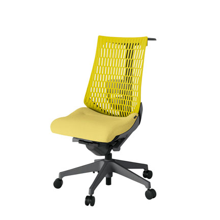 アクト2 KJ420SAHW2U6U5 エラストマバック テクスチャード ランバーサポート ハンガーナイロンキャスター[ ベースカラー: W2 張地カラー: U6U5 / イエロー  ]