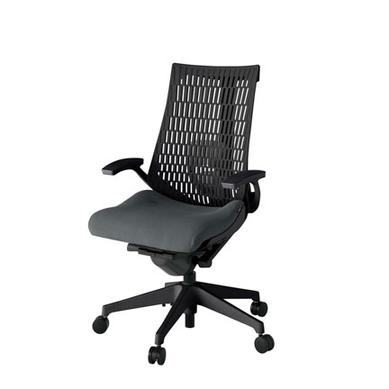 アクト2 KJ425PS-T1C3T1 エラストマバック プレーン ランバーサポート 固定肘 ナイロンキャスター[ ベースカラー: T1 張地カラー: C3 / ダークグレー  ]