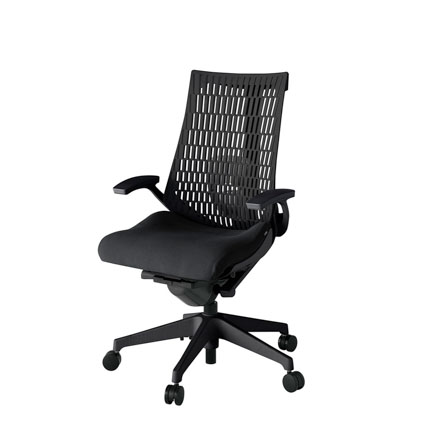 アクト2 KJ425PS-T1T1T1 エラストマバック プレーン ランバーサポート 固定肘 ナイロンキャスター[ ベースカラー: T1 張地カラー: T1 / ブラック  ]