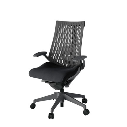 アクト2 KJ425PS-W2T1W2 エラストマバック プレーン ランバーサポート 固定肘 ナイロンキャスター[ ベースカラー: W2 張地カラー: T1 / ブラック  ]