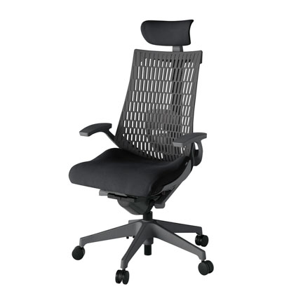 アクト2 KJ425PSEW2T1W2 エラストマバック プレーン ランバーサポート 固定肘 ヘッドサポート ( クロス ) ナイロンキャスター[ ベースカラー: W2 張地カラー: T1 / ブラック  ]