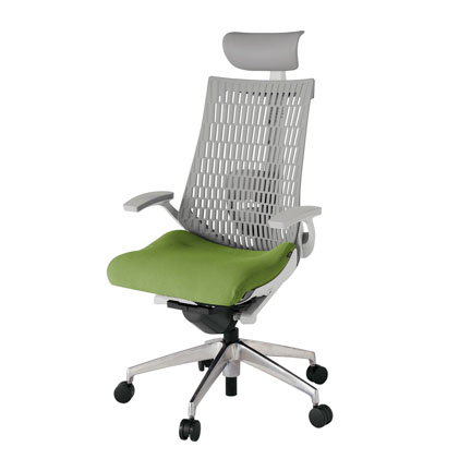 アクト2 KJ425PSFZNQ7T6 エラストマバック プレーン ランバーサポート 固定肘 ヘッドサポート ( ビニール ) ナイロンキャスター[ ベースカラー: ZN 張地カラー: Q7 / グラスグリーン  ]