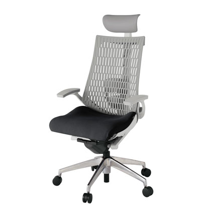 アクト2 KJ425PSFZNT1T6 エラストマバック プレーン ランバーサポート 固定肘 ヘッドサポート ( ビニール ) ナイロンキャスター[ ベースカラー: ZN 張地カラー: T1 / ブラック  ]