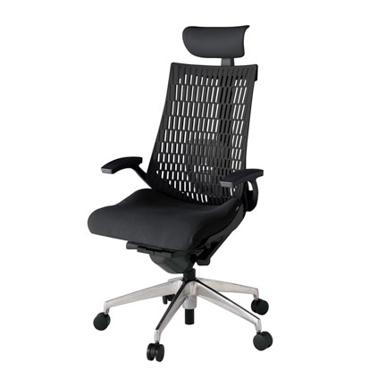 アクト2 KJ425PSFZTT1T1 エラストマバック プレーン ランバーサポート 固定肘 ヘッドサポート ( ビニール ) ナイロンキャスター[ ベースカラー: ZT 張地カラー: T1 / ブラック  ]