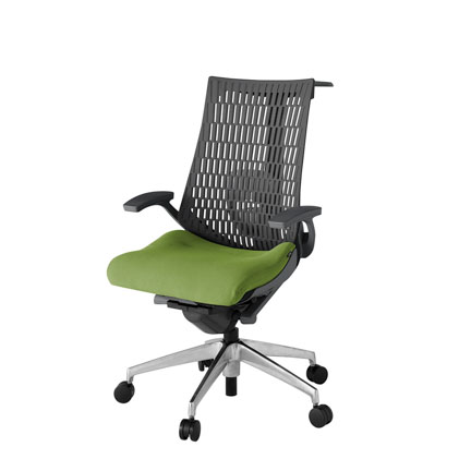 アクト2 KJ425PSHZDQ7W2 エラストマバック プレーン ランバーサポート 固定肘 ハンガーナイロンキャスター[ ベースカラー: ZD 張地カラー: Q7 / グラスグリーン  ]