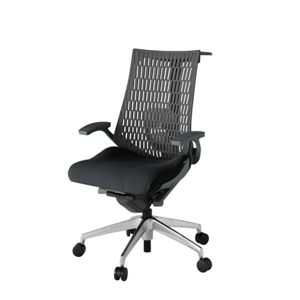 アクト2 KJ425PSHZDT1W2 エラストマバック プレーン ランバーサポート 固定肘 ハンガーナイロンキャスター[ ベースカラー: ZD 張地カラー: T1 / ブラック  ]