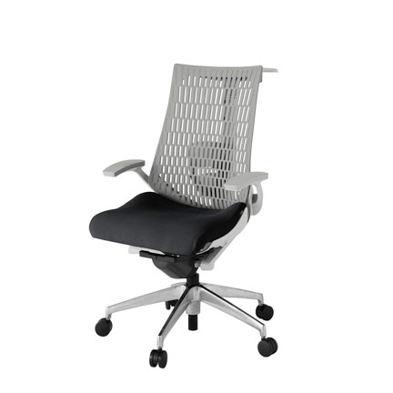 アクト2 KJ425PSHZNT1T6 エラストマバック プレーン ランバーサポート 固定肘 ハンガーナイロンキャスター[ ベースカラー: ZN 張地カラー: T1 / ブラック  ]