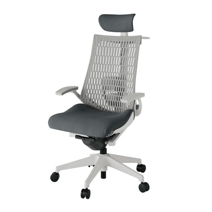 アクト2 KJ425PSXGNC3T6 エラストマバック プレーン ランバーサポート 固定肘 ヘッドサポート ( クロス ) ハンガー ナイロンキャスター[ ベースカラー: GN 張地カラー: C3 / ダークグレー  ]