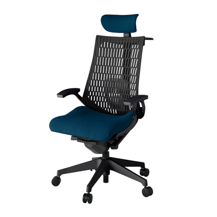 アクト2 KJ425PSXT1B2T1 エラストマバック プレーン ランバーサポート 固定肘 ヘッドサポート ( クロス ) ハンガー ナイロンキャスター[ ベースカラー: T1 張地カラー: B2 / ネイビーブルー  ]