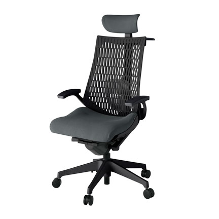 アクト2 KJ425PSXT1C3T1 エラストマバック プレーン ランバーサポート 固定肘 ヘッドサポート ( クロス ) ハンガー ナイロンキャスター[ ベースカラー: T1 張地カラー: C3 / ダークグレー  ]