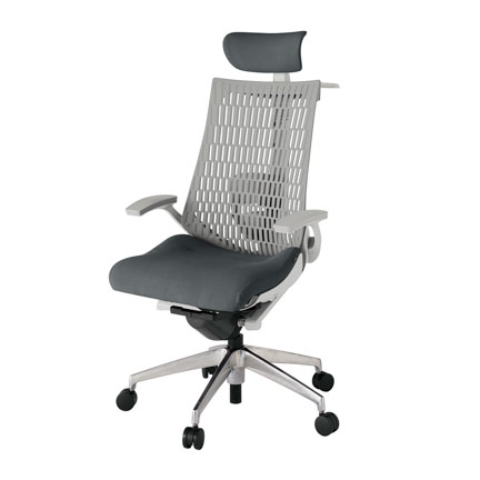 アクト2 KJ425PSXZNC3T6 エラストマバック プレーン ランバーサポート 固定肘 ヘッドサポート ( クロス ) ハンガー ナイロンキャスター[ ベースカラー: ZN 張地カラー: C3 / ダークグレー  ]