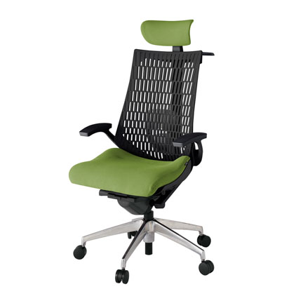 アクト2 KJ425PSXZTQ7T1 エラストマバック プレーン ランバーサポート 固定肘 ヘッドサポート ( クロス ) ハンガー ナイロンキャスター[ ベースカラー: ZT 張地カラー: Q7 / グラスグリーン  ]