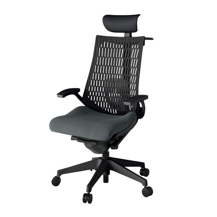 アクト2 KJ425PSYT1C3T1 エラストマバック プレーン ランバーサポート 固定肘 ヘッドサポート ( ビニール ) ハンガー ナイロンキャスター[ ベースカラー: T1 張地カラー: C3 / ダークグレー  ]