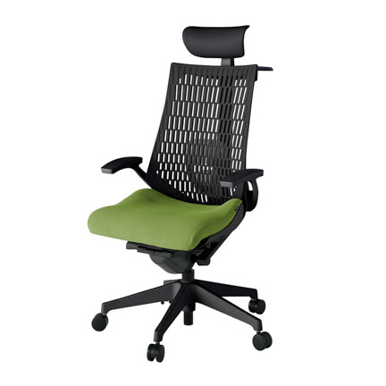 アクト2 KJ425PSYT1Q7T1 エラストマバック プレーン ランバーサポート 固定肘 ヘッドサポート ( ビニール ) ハンガー ナイロンキャスター[ ベースカラー: T1 張地カラー: Q7 / グラスグリーン  ]