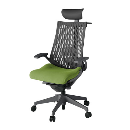 アクト2 KJ425PSYW2Q7W2 エラストマバック プレーン ランバーサポート 固定肘 ヘッドサポート ( ビニール ) ハンガー ナイロンキャスター[ ベースカラー: W2 張地カラー: Q7 / グラスグリーン  ]