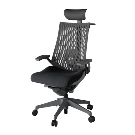 アクト2 KJ425PSYW2T1W2 エラストマバック プレーン ランバーサポート 固定肘 ヘッドサポート ( ビニール ) ハンガー ナイロンキャスター[ ベースカラー: W2 張地カラー: T1 / ブラック  ]