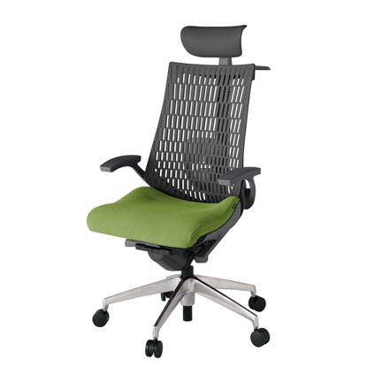 アクト2 KJ425PSYZDQ7W2 エラストマバック プレーン ランバーサポート 固定肘 ヘッドサポート ( ビニール ) ハンガー ナイロンキャスター[ ベースカラー: ZD 張地カラー: Q7 / グラスグリーン  ]