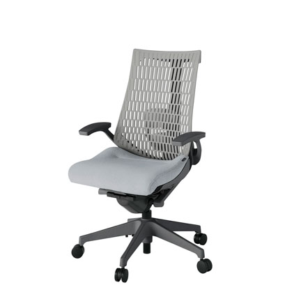 アクト2 KJ425SA-W2T7T6 エラストマバック テクスチャード ランバーサポート 固定肘 ナイロンキャスター[ ベースカラー: W2 張地カラー: T7T6 / ホワイトグレー  ]