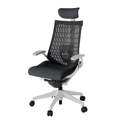 アクト2 KJ425SAEGNT1T1 エラストマバック テクスチャード ランバーサポート 固定肘 ヘッドサポート ( クロス ) ナイロンキャスター [ ベースカラー: GN 張地カラー: T1T1 / ブラック  ]