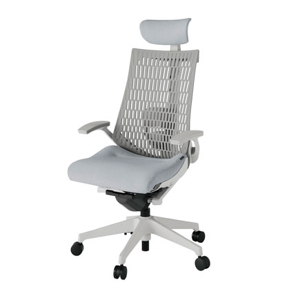 アクト2 KJ425SAEGNT7T6 エラストマバック テクスチャード ランバーサポート 固定肘 ヘッドサポート ( クロス ) ナイロンキャスター [ ベースカラー: GN 張地カラー: T7T6 / ホワイトグレー  ]