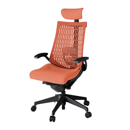 アクト2 KJ425SAET1D4D4 エラストマバック テクスチャード ランバーサポート 固定肘 ヘッドサポート ( クロス ) ナイロンキャスター [ ベースカラー: T1 張地カラー: D4D4 / パーシモオレンジ  ]