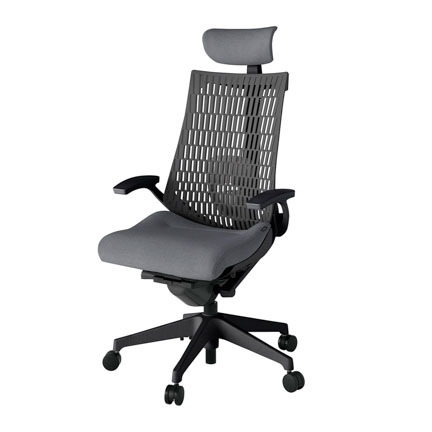 アクト2 KJ425SAET1T3W2 エラストマバック テクスチャード ランバーサポート 固定肘 ヘッドサポート ( クロス ) ナイロンキャスター [ ベースカラー: T1 張地カラー: T3W2 / ダークグレー  ]