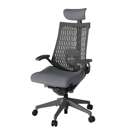 アクト2 KJ425SAEW2T3W2 エラストマバック テクスチャード ランバーサポート 固定肘 ヘッドサポート ( クロス ) ナイロンキャスター [ ベースカラー: W2 張地カラー: T3W2 / ダークグレー  ]