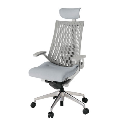 アクト2 KJ425SAEZNT7T6 エラストマバック テクスチャード ランバーサポート 固定肘 ヘッドサポート ( クロス ) ナイロンキャスター [ ベースカラー: ZN 張地カラー: T7T6 / ホワイトグレー  ]