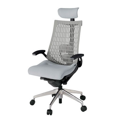 アクト2 KJ425SAEZTT7T6 エラストマバック テクスチャード ランバーサポート 固定肘 ヘッドサポート ( クロス ) ナイロンキャスター [ ベースカラー: ZT 張地カラー: T7T6 / ホワイトグレー  ]