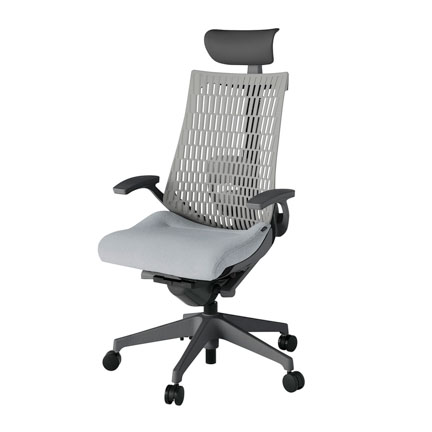 アクト2 KJ425SAFW2T7T6 エラストマバック テクスチャード ランバーサポート 固定肘 ヘッドサポート ( ビニール ) ナイロンキャスター [ ベースカラー: W2 張地カラー: T7T6 / ホワイトグレー  ]