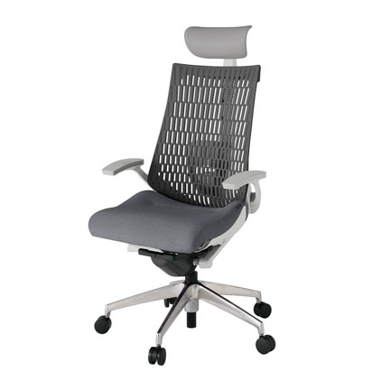 アクト2 KJ425SAFZNT3W2 エラストマバック テクスチャード ランバーサポート 固定肘 ヘッドサポート ( ビニール ) ナイロンキャスター [ ベースカラー: ZN 張地カラー: T3W2 / ダークグレー  ]