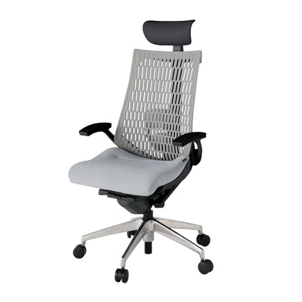 アクト2 KJ425SAFZTT7T6 エラストマバック テクスチャード ランバーサポート 固定肘 ヘッドサポート ( ビニール ) ナイロンキャスター [ ベースカラー: ZT 張地カラー: T7T6 / ホワイトグレー  ]