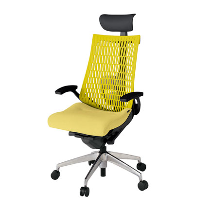 アクト2 KJ425SAFZTU6U5 エラストマバック テクスチャード ランバーサポート 固定肘 ヘッドサポート ( ビニール ) ナイロンキャスター [ ベースカラー: ZT 張地カラー: U6U5 / イエロー  ]