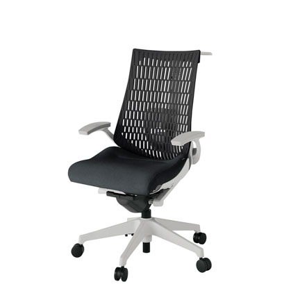 アクト2 KJ425SAHGNT1T1 エラストマバック テクスチャード ランバーサポート 固定肘 ハンガーナイロンキャスター[ ベースカラー: GN 張地カラー: T1T1 / ブラック  ]