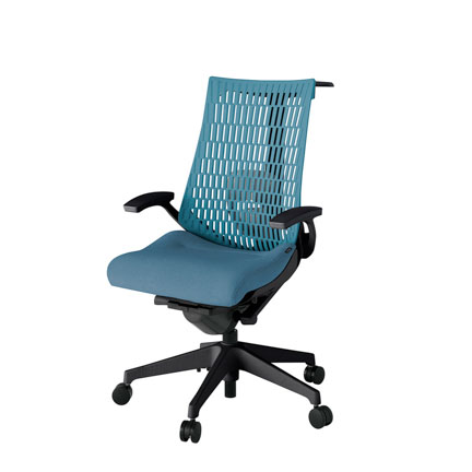 アクト2 KJ425SAHT1B4A4 エラストマバック テクスチャード ランバーサポート 固定肘 ハンガーナイロンキャスター[ ベースカラー: T1 張地カラー: B4A4 / ブルー  ]