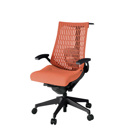 アクト2 KJ425SAHT1D4D4 エラストマバック テクスチャード ランバーサポート 固定肘 ハンガーナイロンキャスター[ ベースカラー: T1 張地カラー: D4D4 / パーシモオレンジ  ]