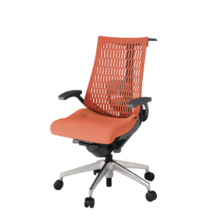 アクト2 KJ425SAHZDD4D4 エラストマバック テクスチャード ランバーサポート 固定肘 ハンガーナイロンキャスター [ ベースカラー: ZD 張地カラー: D4D4 / パーシモオレンジ  ]