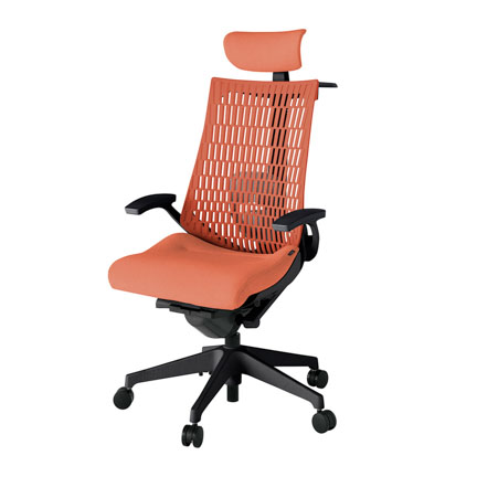 アクト2 KJ425SAXT1D4D4 エラストマバック テクスチャード ランバーサポート 固定肘 ヘッドサポート ( クロス ) ハンガー ナイロンキャスター [ ベースカラー: T1 張地カラー: D4D4 / パーシモオレンジ  ]